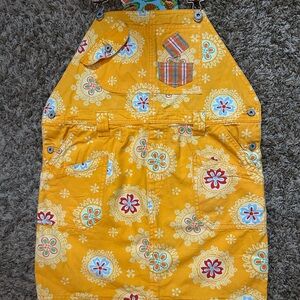 Oilily Yellow Floral Print Girls' Casual Overall Dress